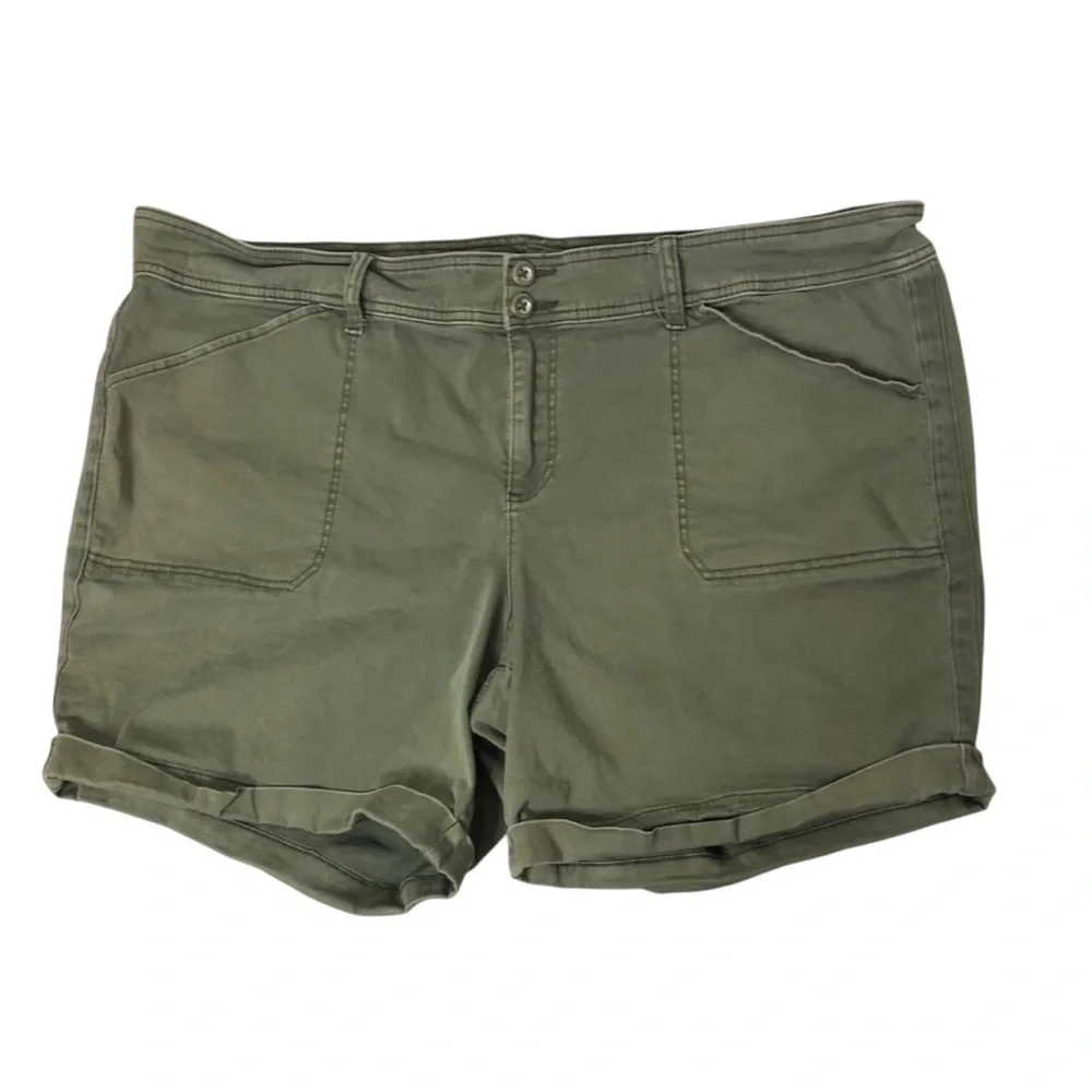 Torrid Olive Green Shorts Plus Size 26 Stretch Denim Utility Gorpcore Grunge